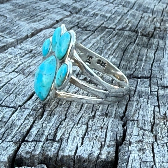 SS Turquoise Paw Print Ring - Picture 4 of 4